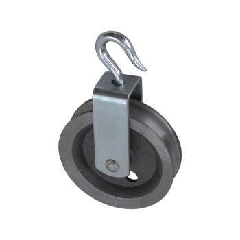 Bügelseilrolle aus Grauguß mit drehbarem Lasthaken 