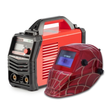 Inverter Schweißgerät mit Automatik Schweißhelm Spider Rot Inverter Schweißgerät mit Automatik Schweißhelm Spider Rot