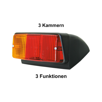 OLDTIMER 3-Funktions-Rückleuchte 22° Schrägeinbau links mit Kennzeichenleuchte OLDTIMER 3-Funktions-Rückleuchte 22° Schrägeinbau links mit Kennzeichenleuchte