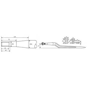 Trioliet Silo-Block-Zinken, 800mm, 60mm gekröpft M22x1,5 Trioliet Silo-Block-Zinken, 800mm, 60mm gekröpft M22x1,5