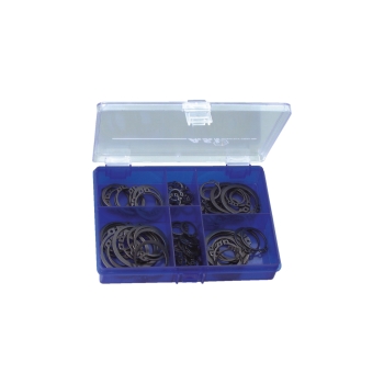 DIN 471A-Außensicherungsringe Sortiment im Kunststoffkasten, 100-tlg. DIN 471A-Außensicherungsringe Sortiment im Kunststoffkasten, 100-tlg.