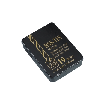 HSS-TIN DIN 338 Metallkassette 19tlg. 1,0-10,0 x 0,5mm HSS-TIN DIN 338 Metallkassette 19tlg. 1,0-10,0 x 0,5mm