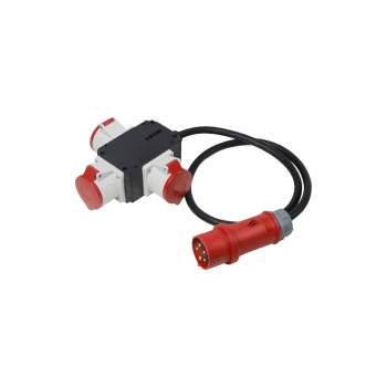 CEE-3-fach Stromverteiler 400V/16A/5-polig, 1,5m-Kabel, IP 44 CEE-3-fach Stromverteiler 400V/16A/5-polig, 1,5m-Kabel, IP 44