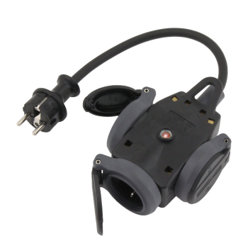 230V/16A Gummi-3-fach-Stromverteiler, 0,3m-Kabel, IP 44 230V/16A Gummi-3-fach-Stromverteiler, 0,3m-Kabel, IP 44