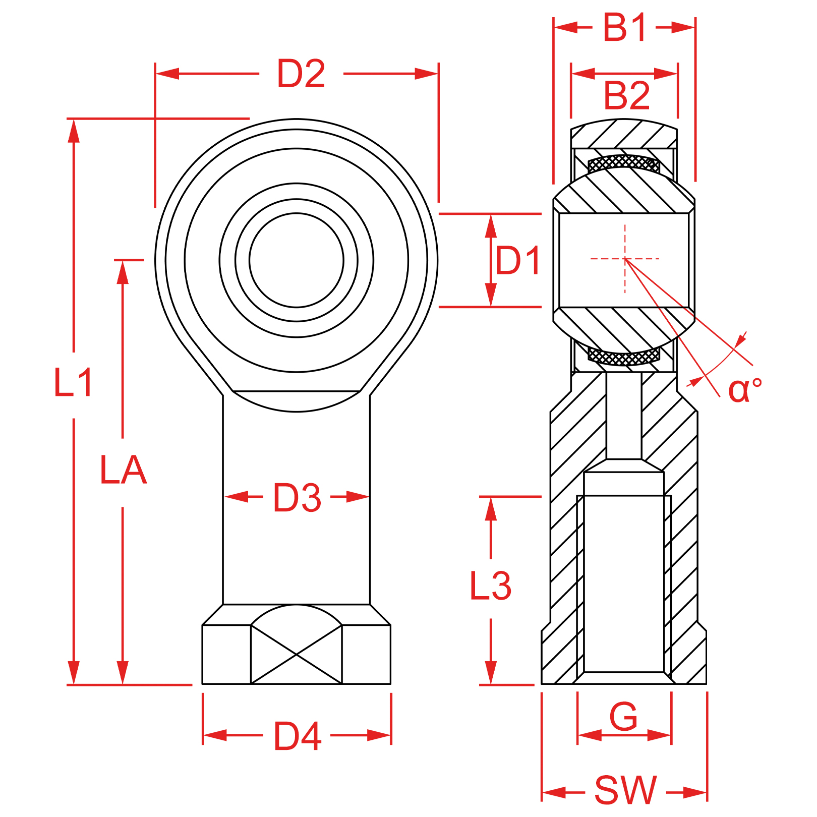 *FK Söhnchen* | Gelenkkopf 12mm M12 Innengewinde ähnlich DIN 648K FKS ...